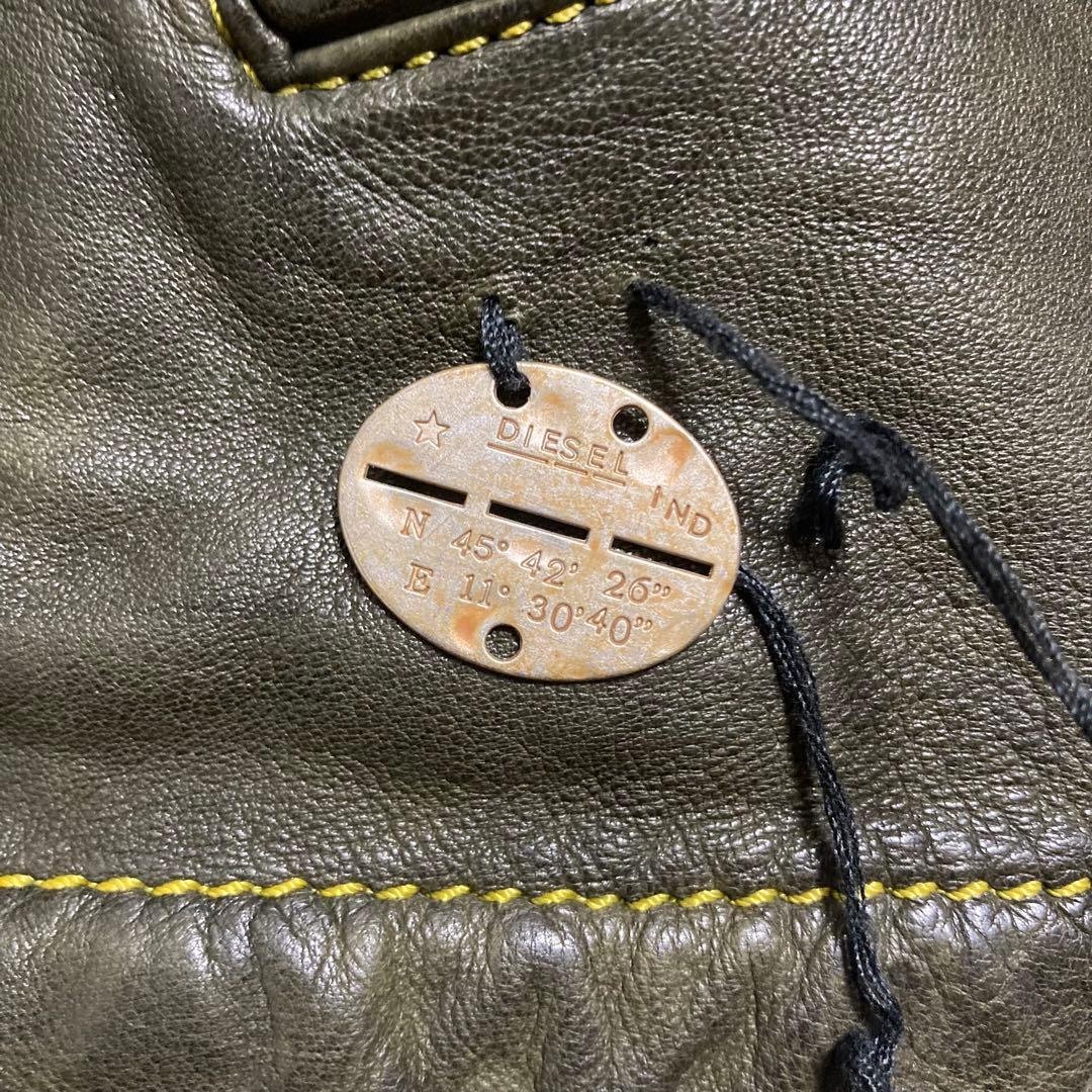 DIESEL ディーゼル 羊革 ラムレザー ライダースジャケット カーキ