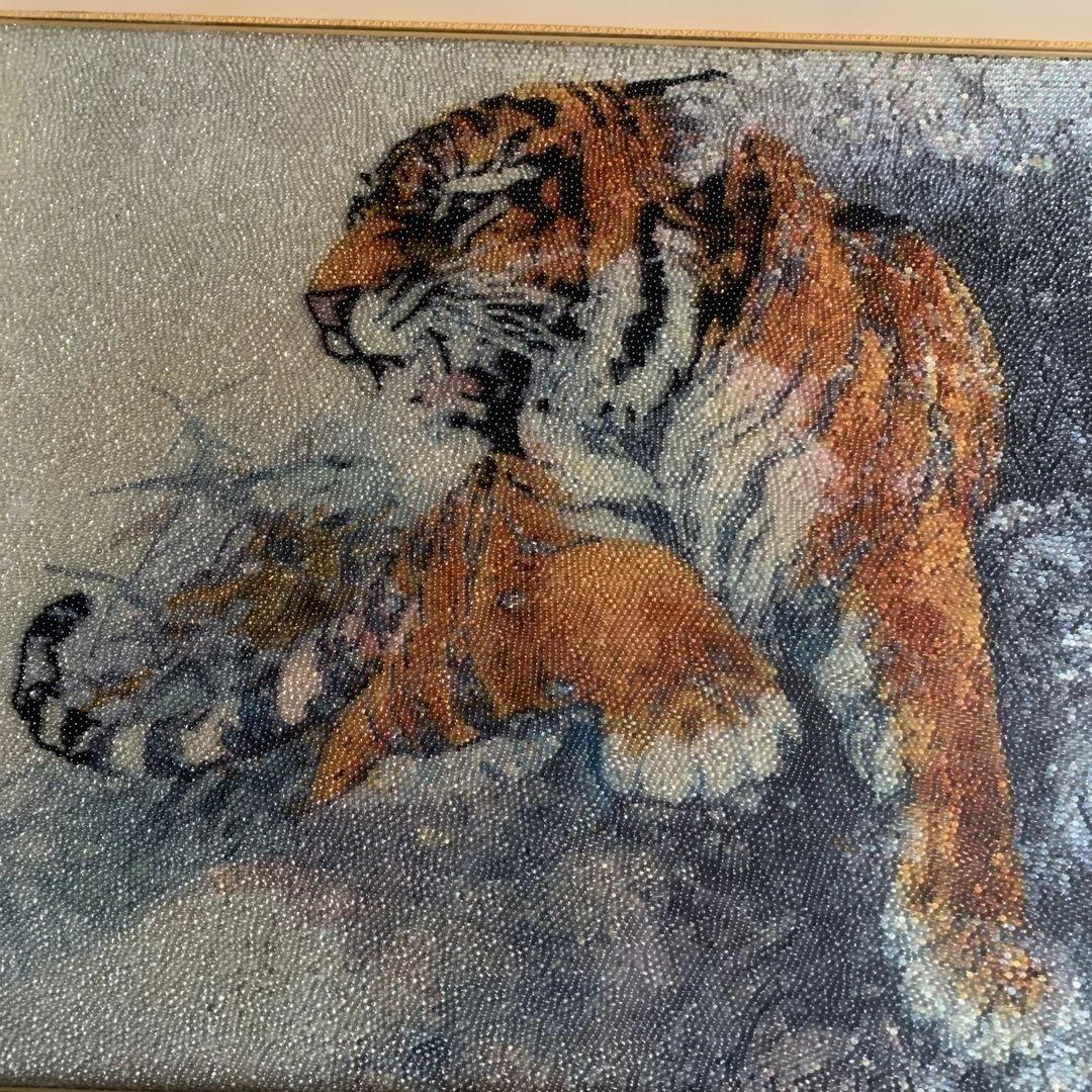 虎★ビンテージレトロ★ビーズデザイン★絵画。