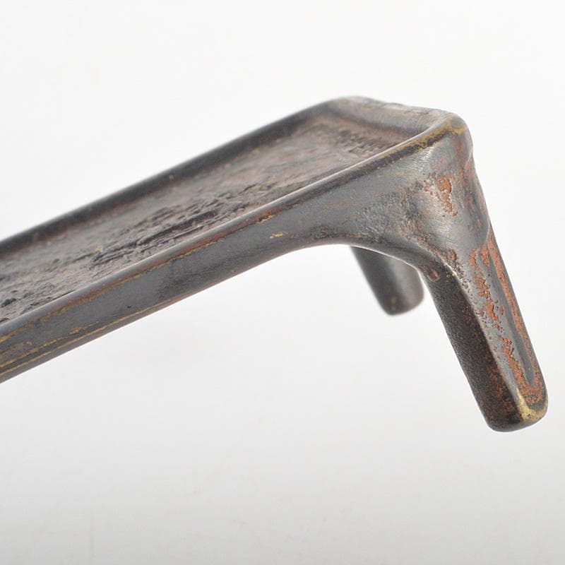 佐渡銅器　本間琢斎　蝋型鋳銅　山水文　墨床　書道具　V　R7028