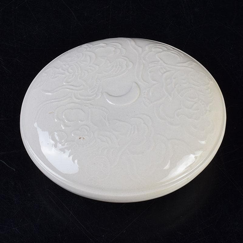 中国　倣定窯　白釉印泥盒　香合　蓋物　則巳扁識箱　C　R9130