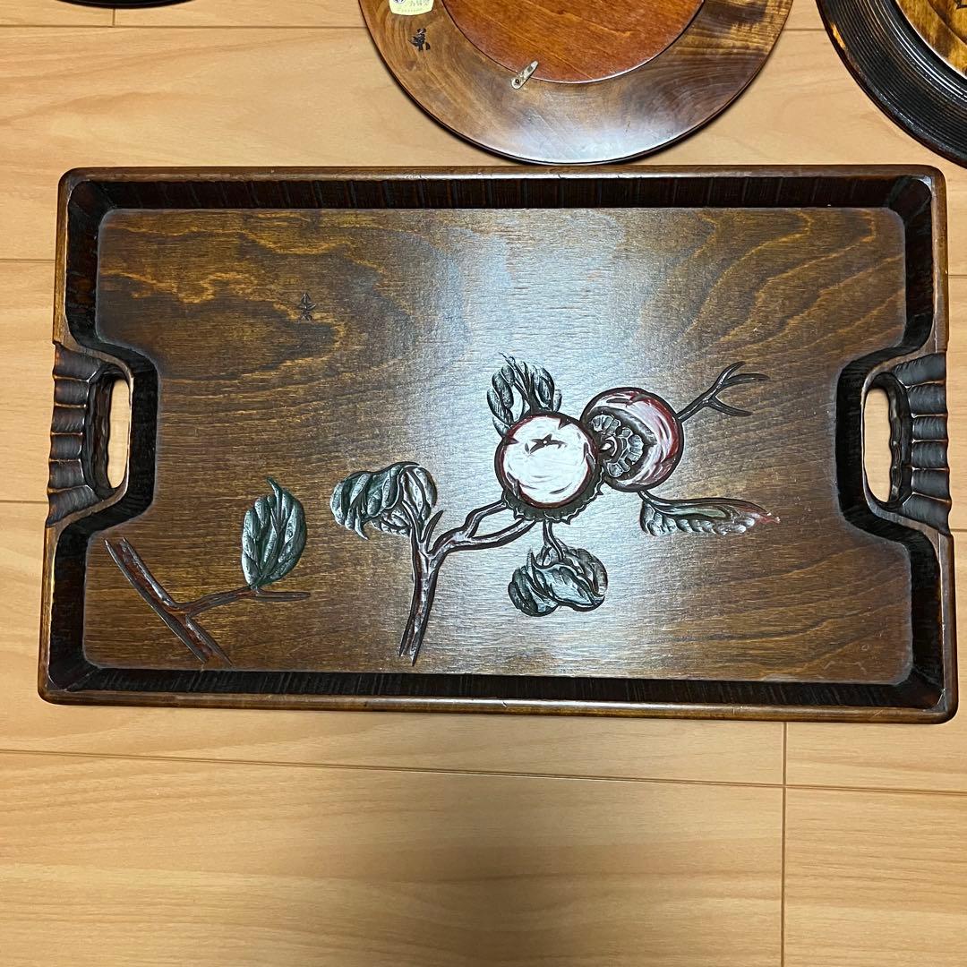 烏城彫　盆　鏡　5点セット