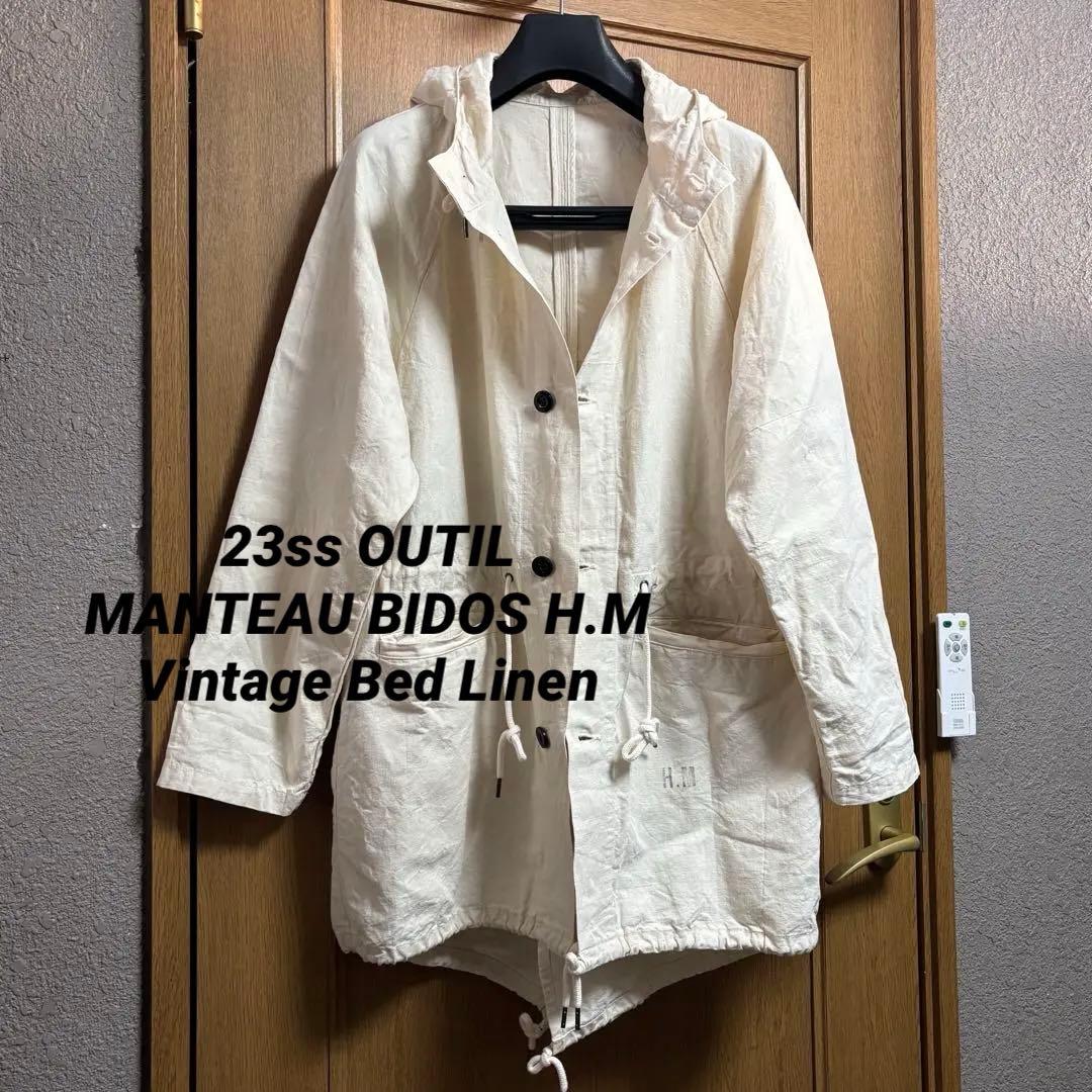 23SS OUTILヴィンテージベッドリネン モッズコートsize2