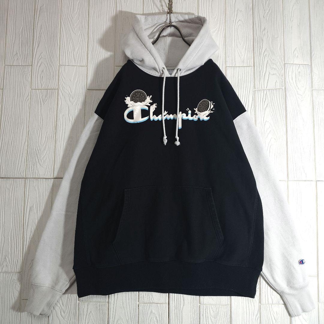 人気 チャンピオン リバースウィーブ スウェットパーカー 2XL ブラック 古着