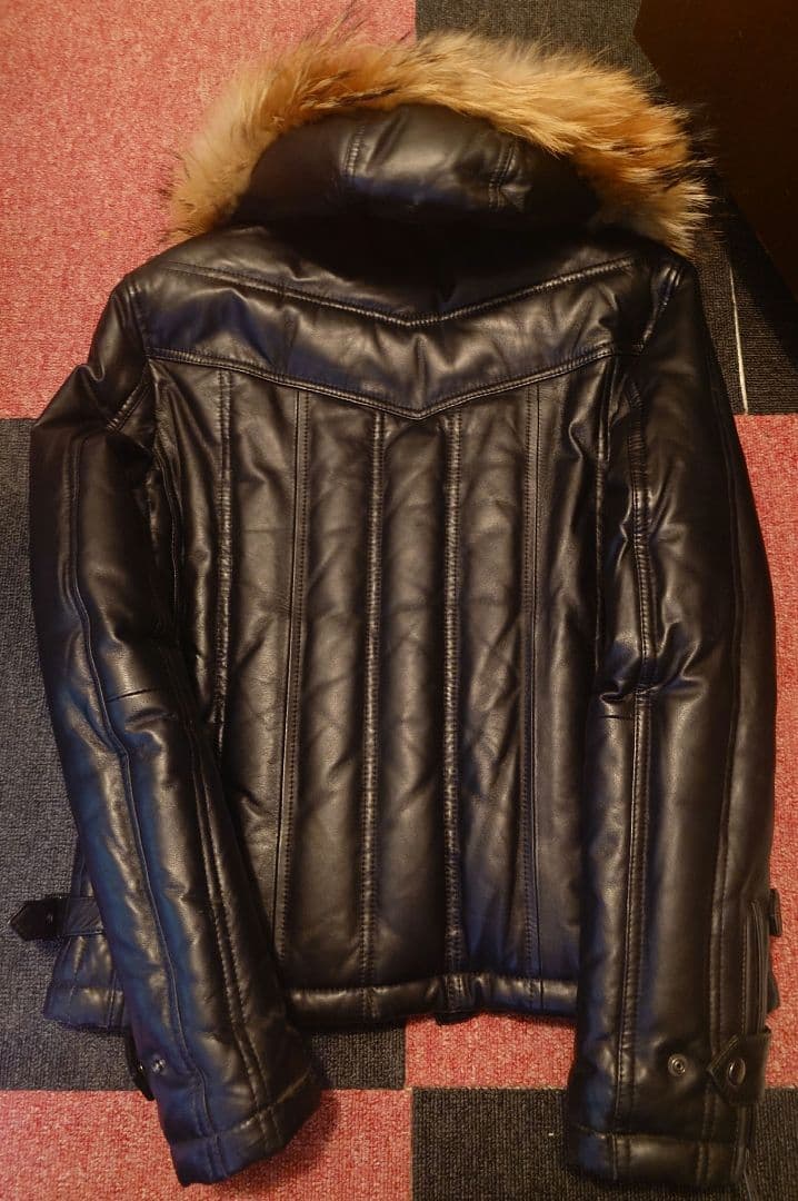 レザーダウンジャケット 本革 本ファー付 Mサイズ