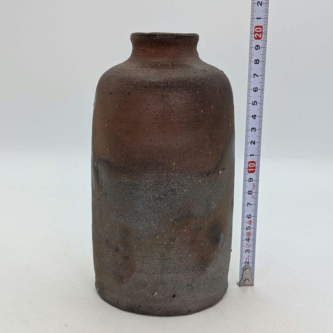 岡山県重要無形文化財 四代松田華山 備前焼 花入 共箱共布栞 フラワーベース