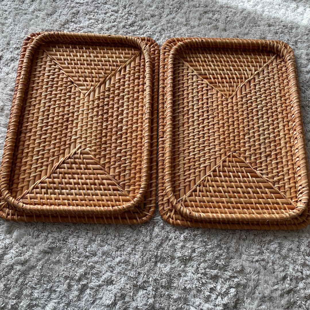⭐︎美品⭐︎無印良品　重なるラタン長方形バスケット4こ＋フタ2こ⭐︎内布付き