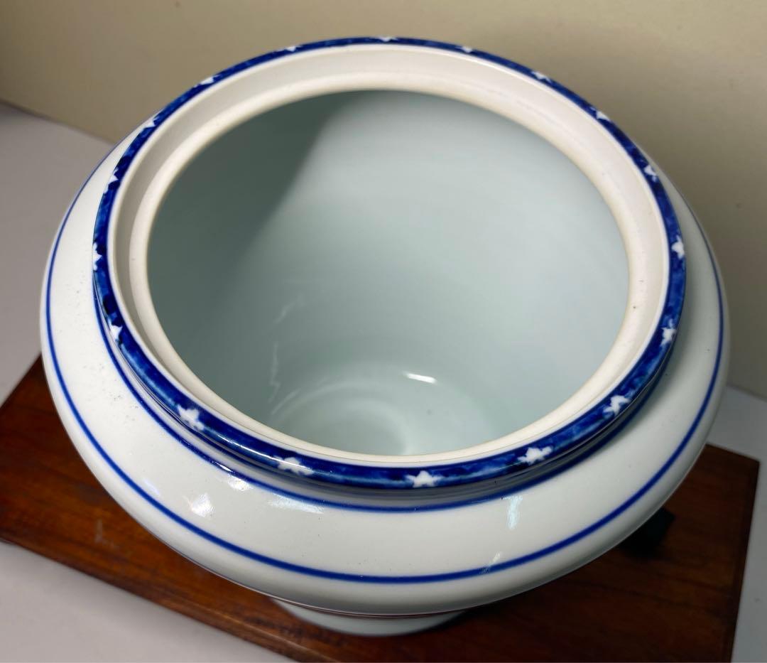 【茶道具】平安紫翠造　染付末広竹水指（共箱）