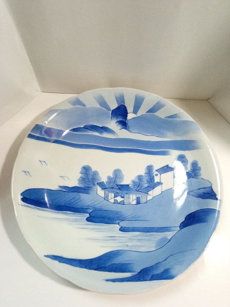 古伊万里　大皿　染付　山水　アンティーク