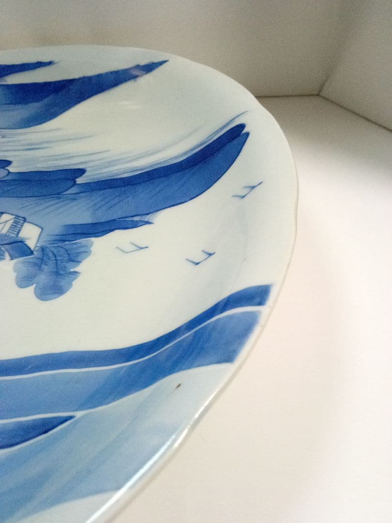 古伊万里　大皿　染付　山水　アンティーク