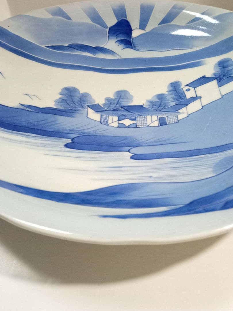 古伊万里　大皿　染付　山水　アンティーク