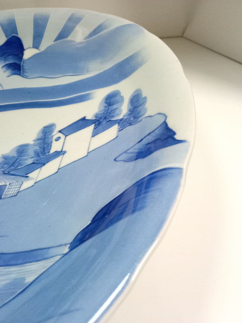 古伊万里　大皿　染付　山水　アンティーク