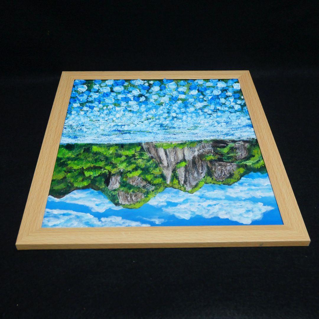 油絵 油彩 油彩画 絵 絵画 【青の洞窟のネモフィラ】