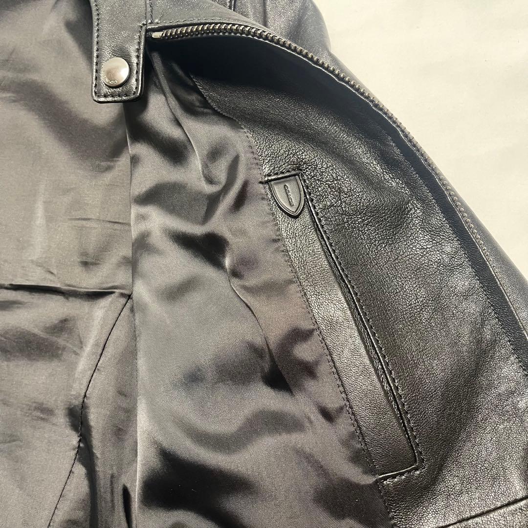 極美品　　コーチ　レザージャケット　　シングル　羊革　L　大きいサイズ　黒