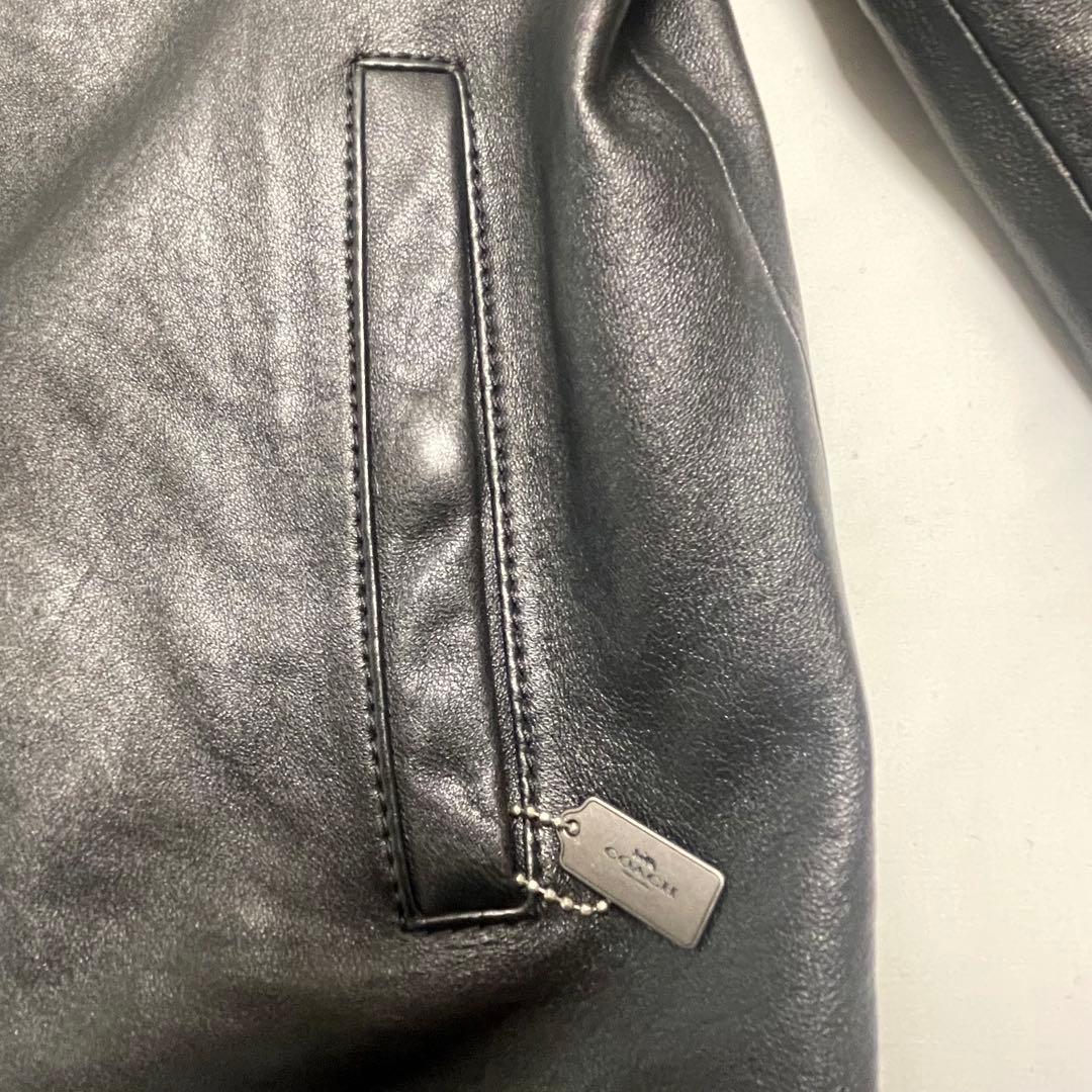 極美品　　コーチ　レザージャケット　　シングル　羊革　L　大きいサイズ　黒