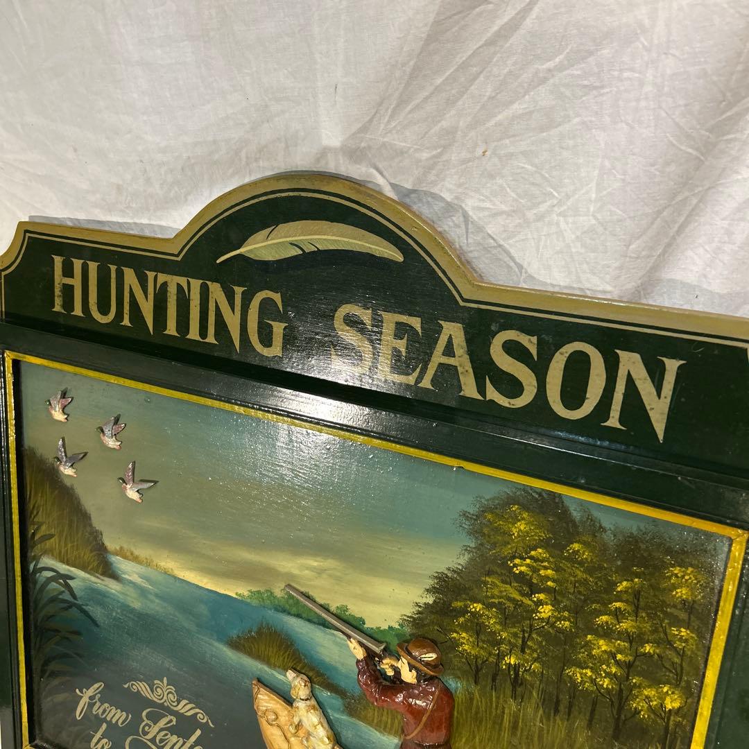 アンティーク　ハンティング　シーズン　看板　雑貨　フレーム　木製　ヴィンテー