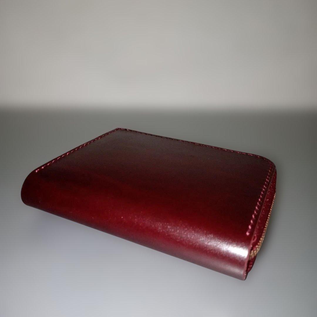 ルガトショルダー　ワイン　L字ファスナー　コンパクト財布　　栃木レザー　小銭入れ