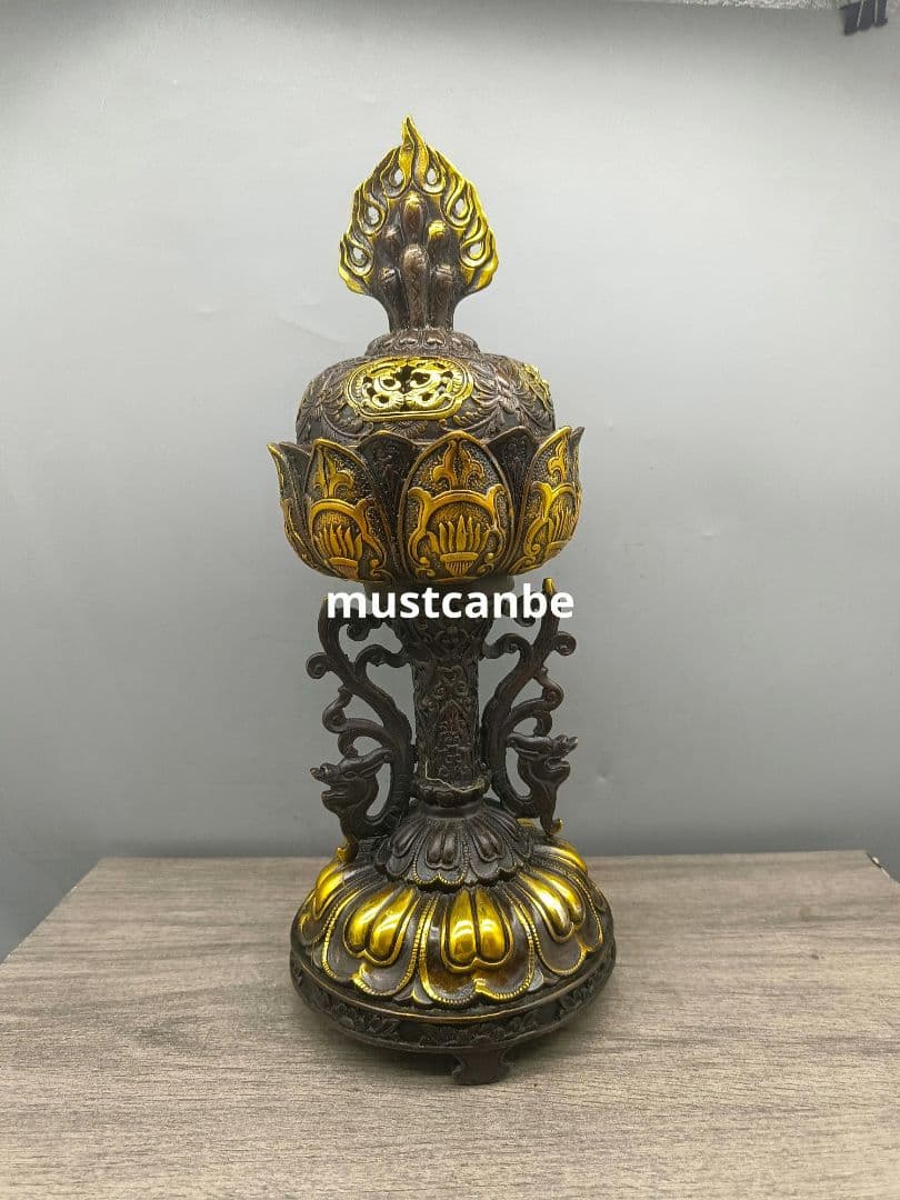 銅器 吉祥八宝蓮花薫炉 法器 宝蓮灯 仏堂薫炉 工芸品 置物