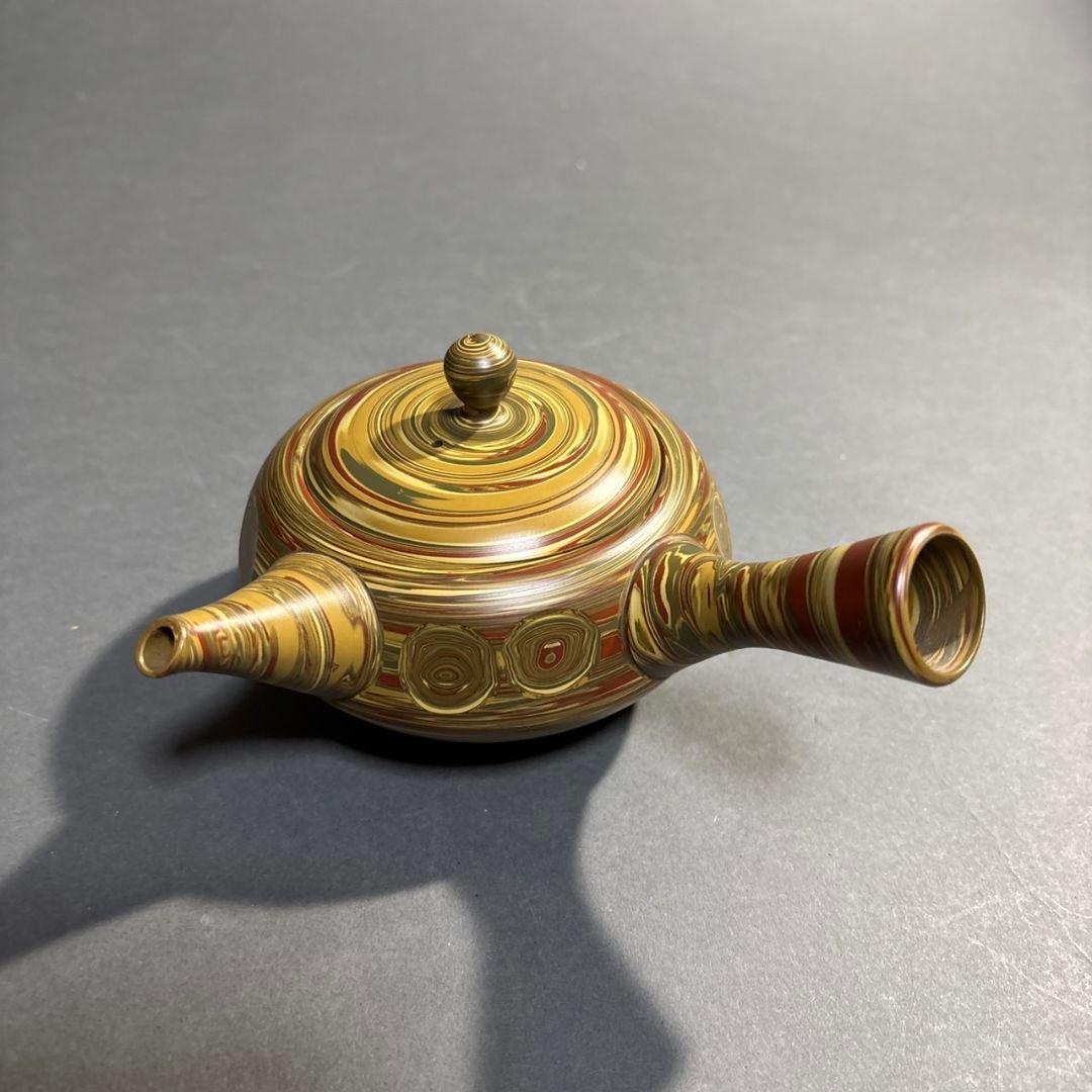 人間国宝　松井康成　練上横手急須　共箱