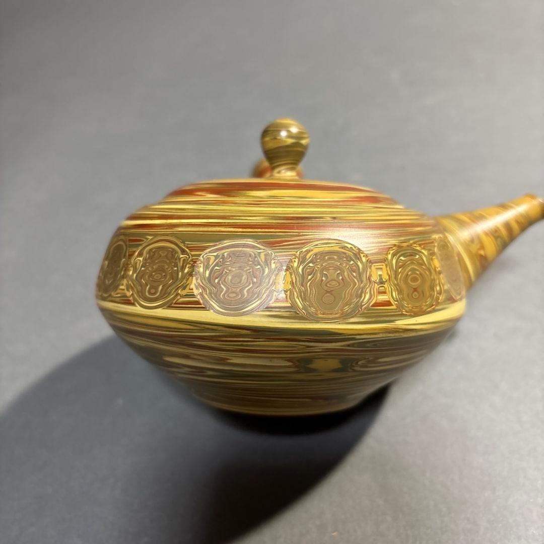 人間国宝　松井康成　練上横手急須　共箱