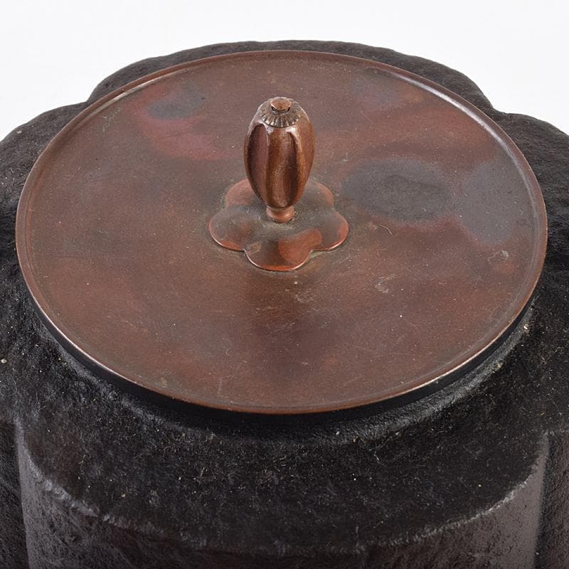 煎茶道具　山水文　紫斑銅蓋 　鉄瓶　鉄壷　M　R7676