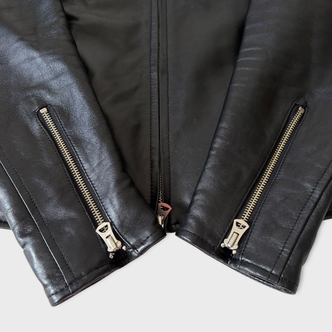 美品 ナノユニバース 羊革 シングルライダース キルティング レザージャケット