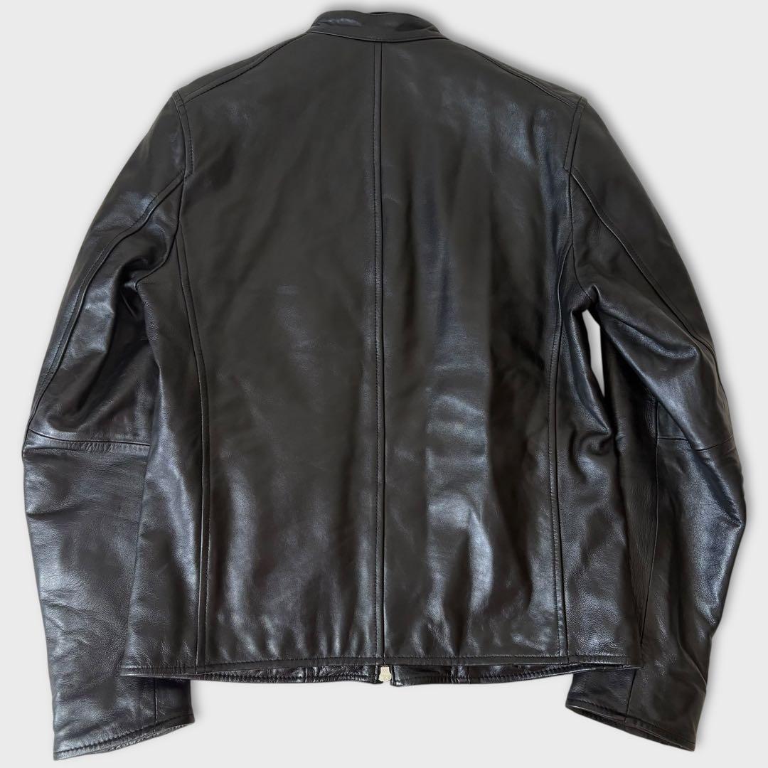 美品 ナノユニバース 羊革 シングルライダース キルティング レザージャケット