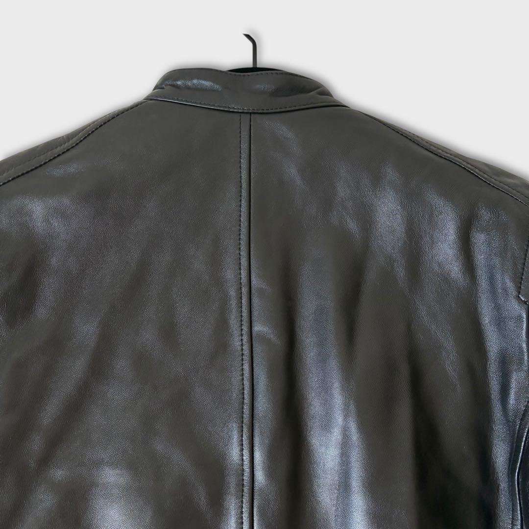 美品 ナノユニバース 羊革 シングルライダース キルティング レザージャケット