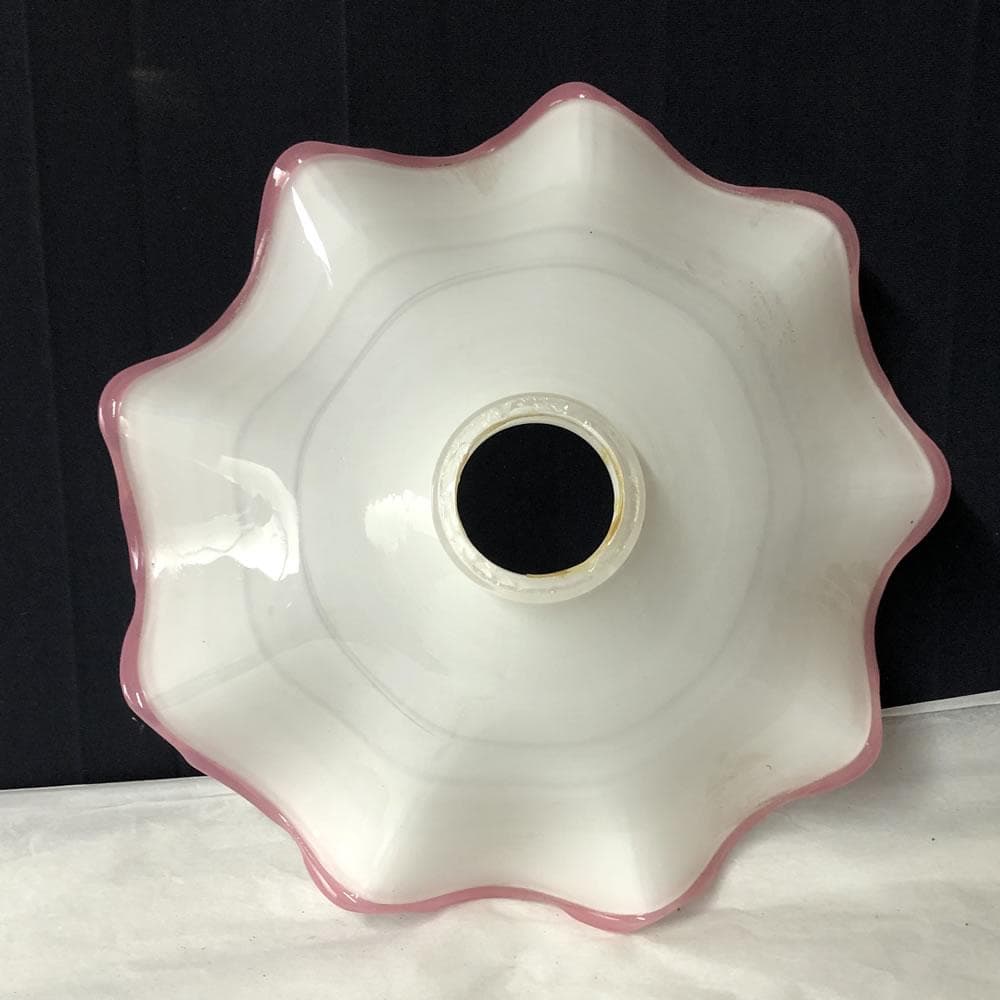 p007 電気の笠 ガラス 電笠 電傘 巾28.5cm 硝子 古ガラス 古硝子