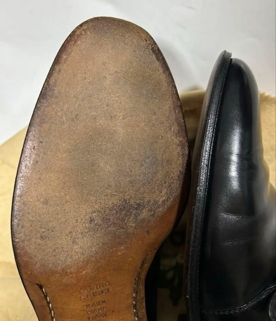 タニノクリスチー 黒カーフモンクストラップ紳士靴、サイズ６1/2