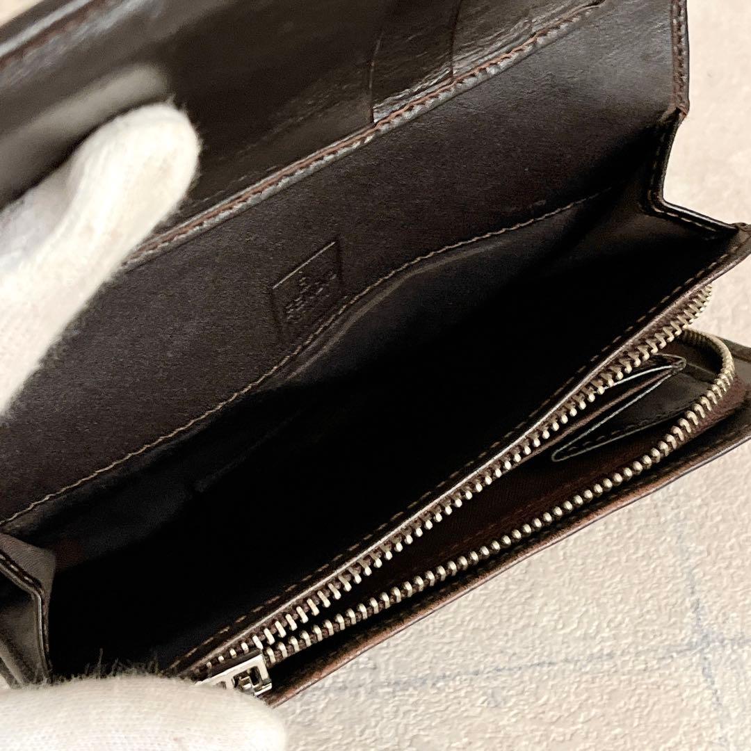 人気✨FENDI ズッカ 二つ折り財布 FF キャンバス レザー ブラウン