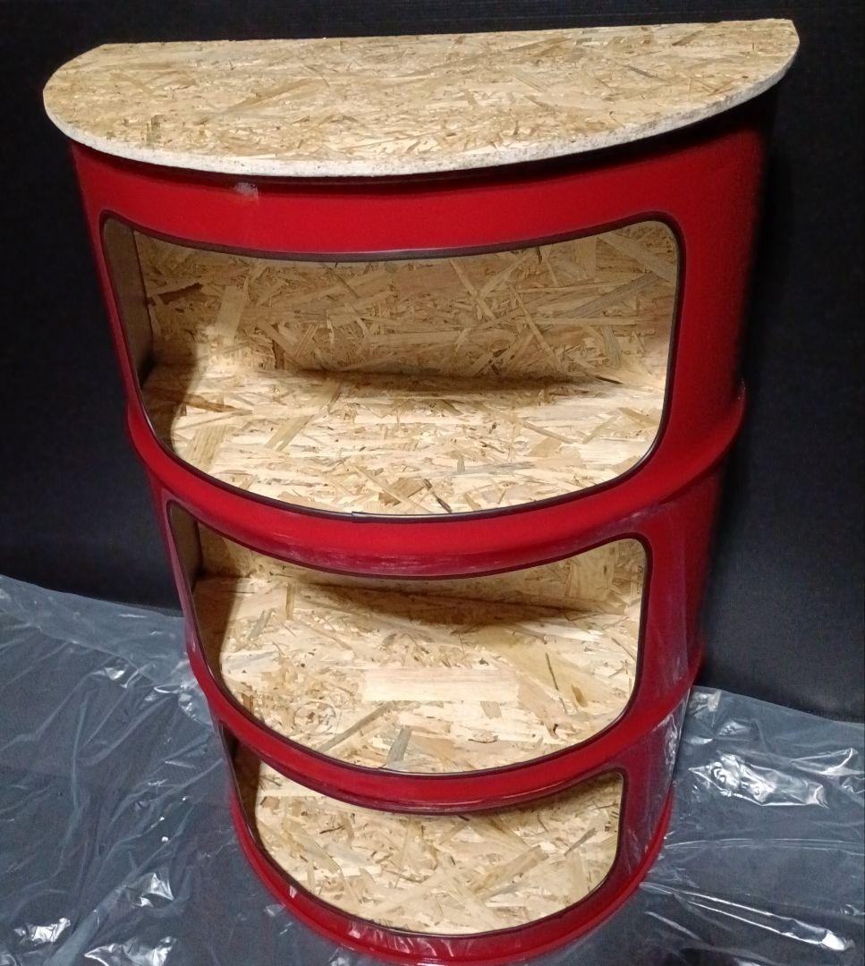 カメムシ品！200㍑ドラム缶remake3段BOX！レッド