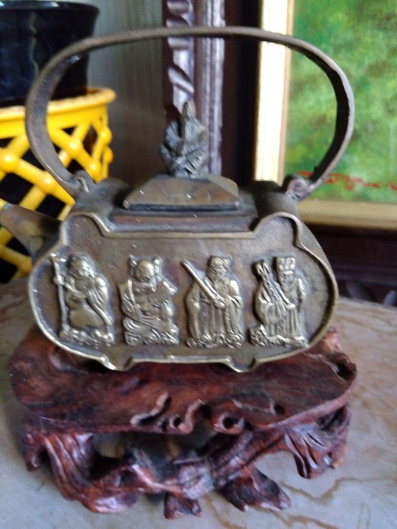 ヴィンテージ、中国、ブロンズ製ティーポット 、サーカ