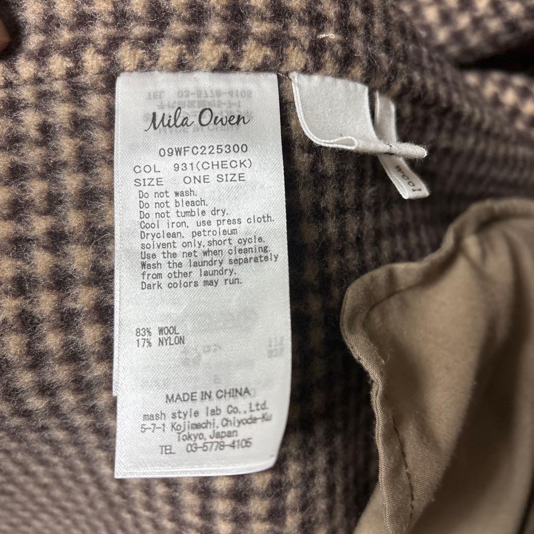 Mila Owen チェスターコート ONE SIZE チェック柄　川口春奈着用