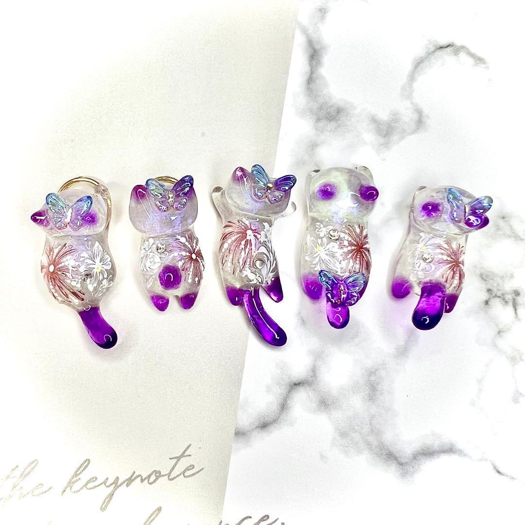 リクエスト専用　青いお花　氷　猫　5個セット