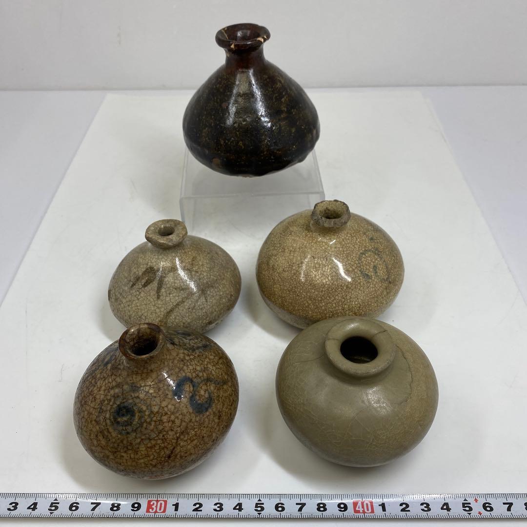 約300〜400年前　古唐津　黒高麗　高麗青磁　油壺5点　東さ7-0616②