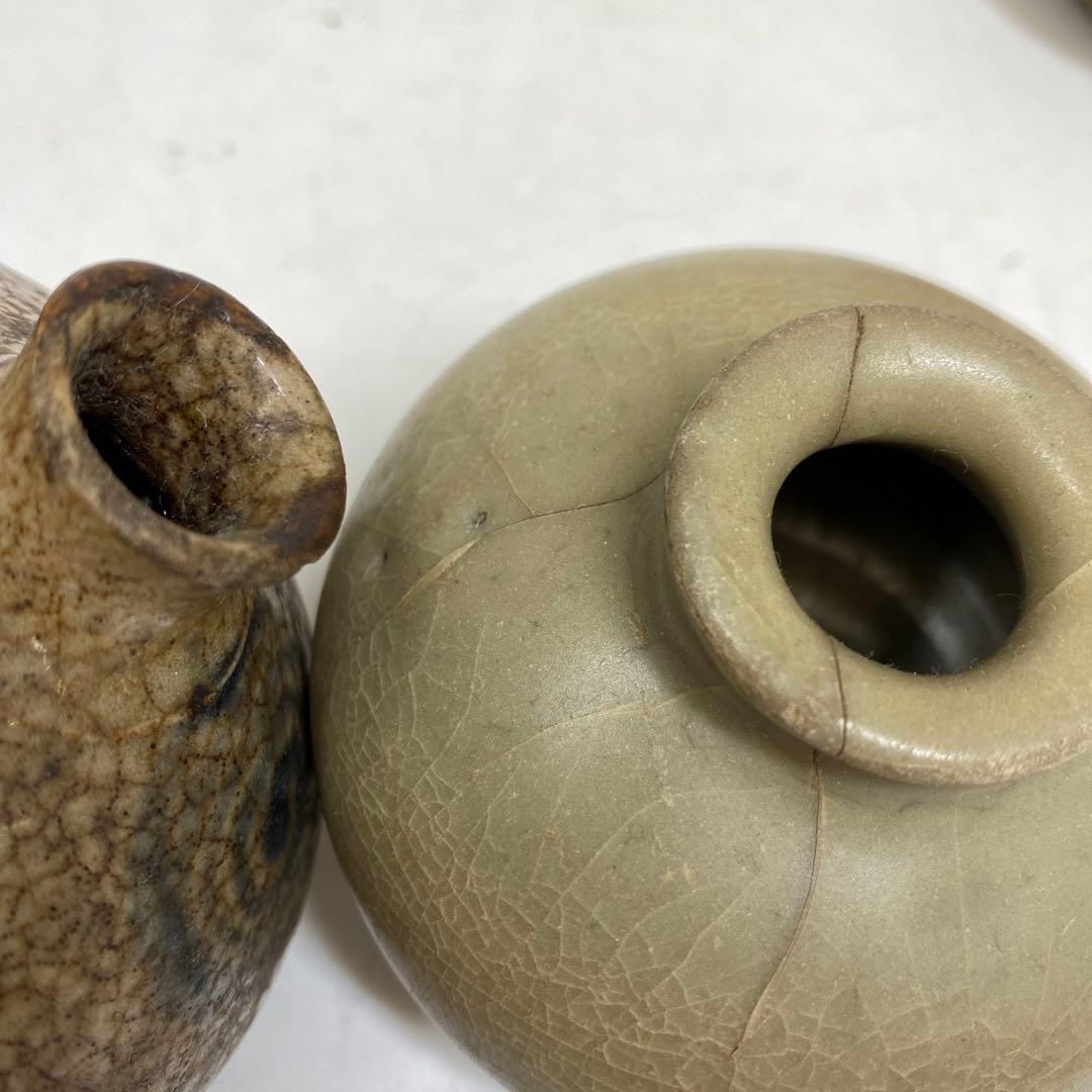 約300〜400年前　古唐津　黒高麗　高麗青磁　油壺5点　東さ7-0616②