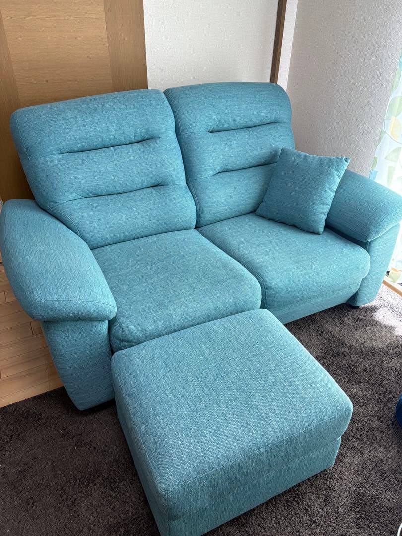 【引き取り限定】【説明必読】ニトリ N-Pocket ポケットコイルソファ 水色