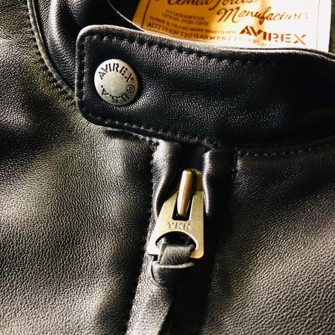 希少2XL✨現行モデル 美品 アヴィレックス 羊革ライダースジャケット ブラック