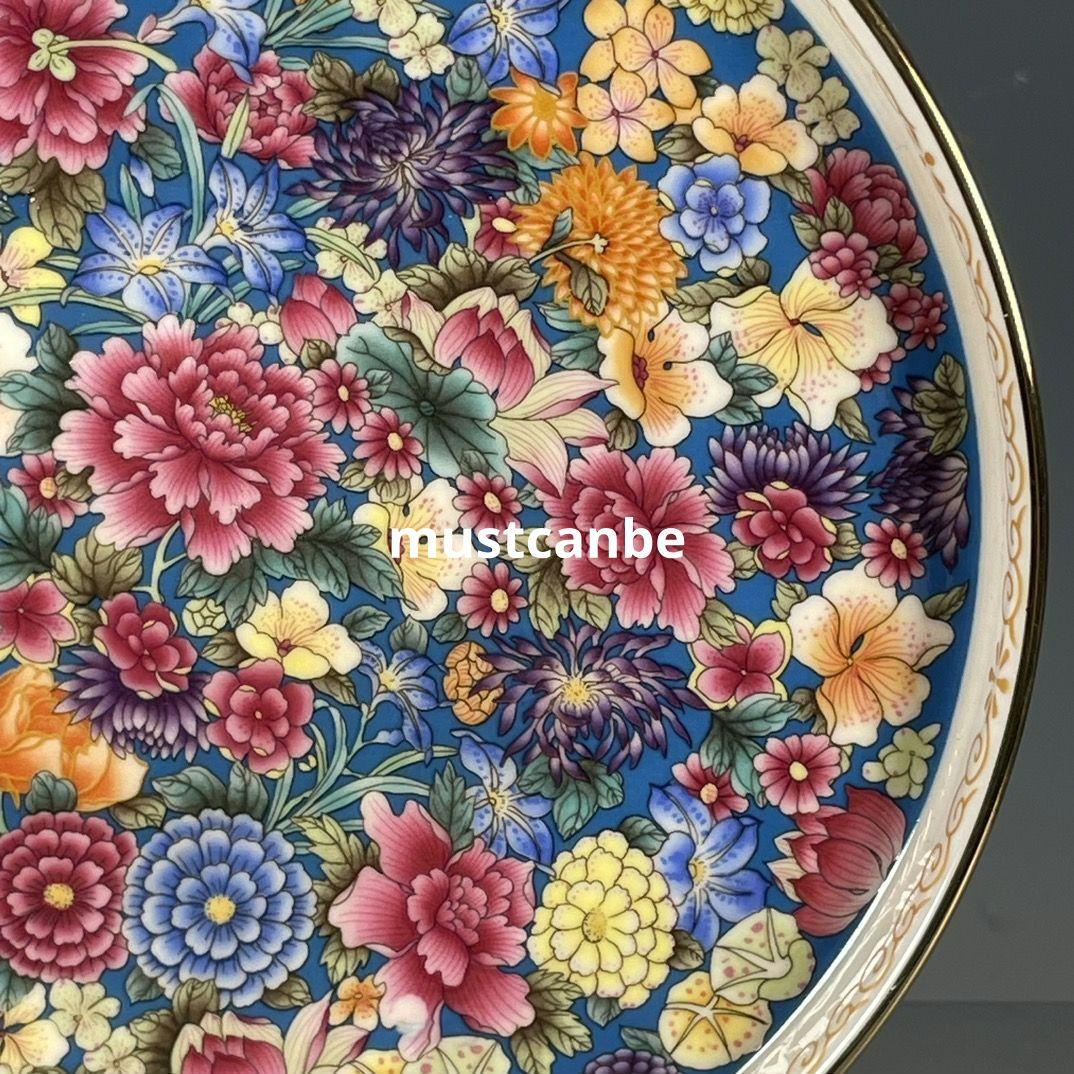 清乾隆五彩花卉図紋茶盤 茶道具 景徳鎮 陶磁器 装飾品 現代工芸品 美術品 置物