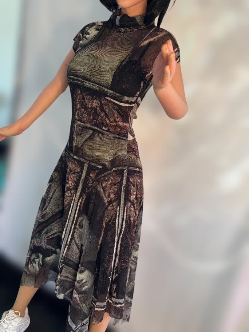 JeanPaul GAULTIER 総柄パワーネットワンピース&キャミソール