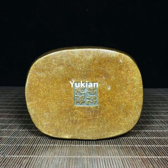 銅器 金魚筆洗 四方双魚硯台 文房四宝 装飾品 工芸品 美術品 置物