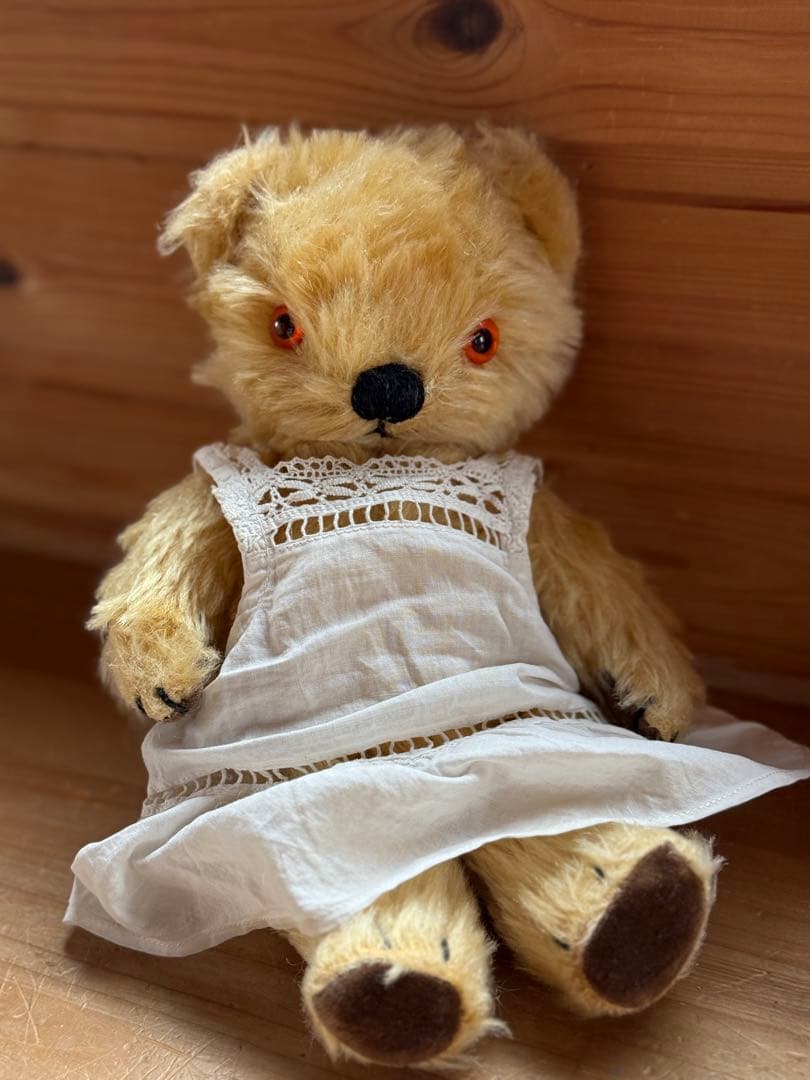 チャドバレー　アンティークテディベア アンティークドレス付き