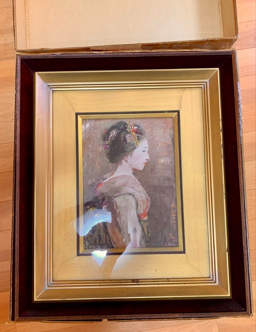 ★底値★近日出品終了★14万円超〜★鬼頭鍋三郎　「舞妓」　1966 油彩