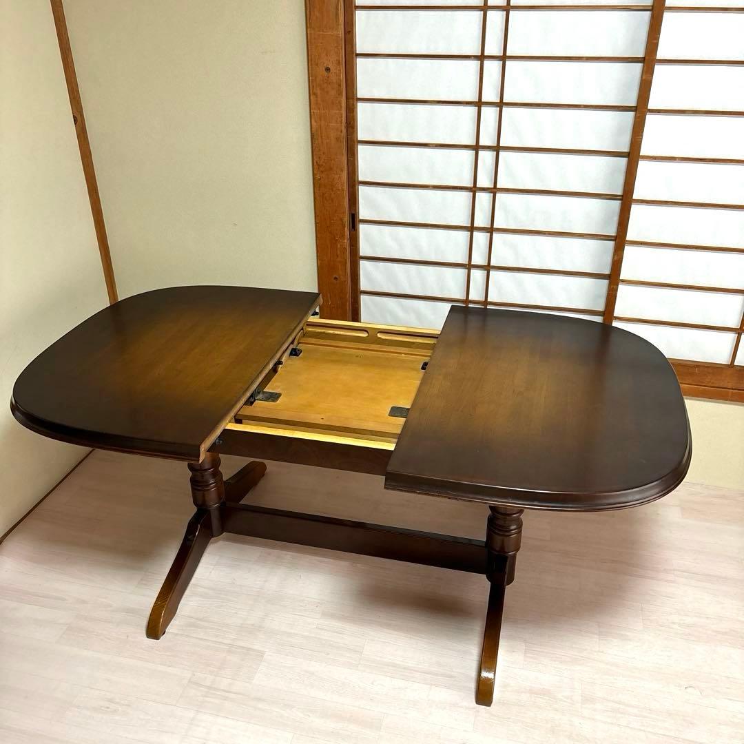 【良品】飛騨産業 伸長式 ダイニングテーブル エクステンションテーブル