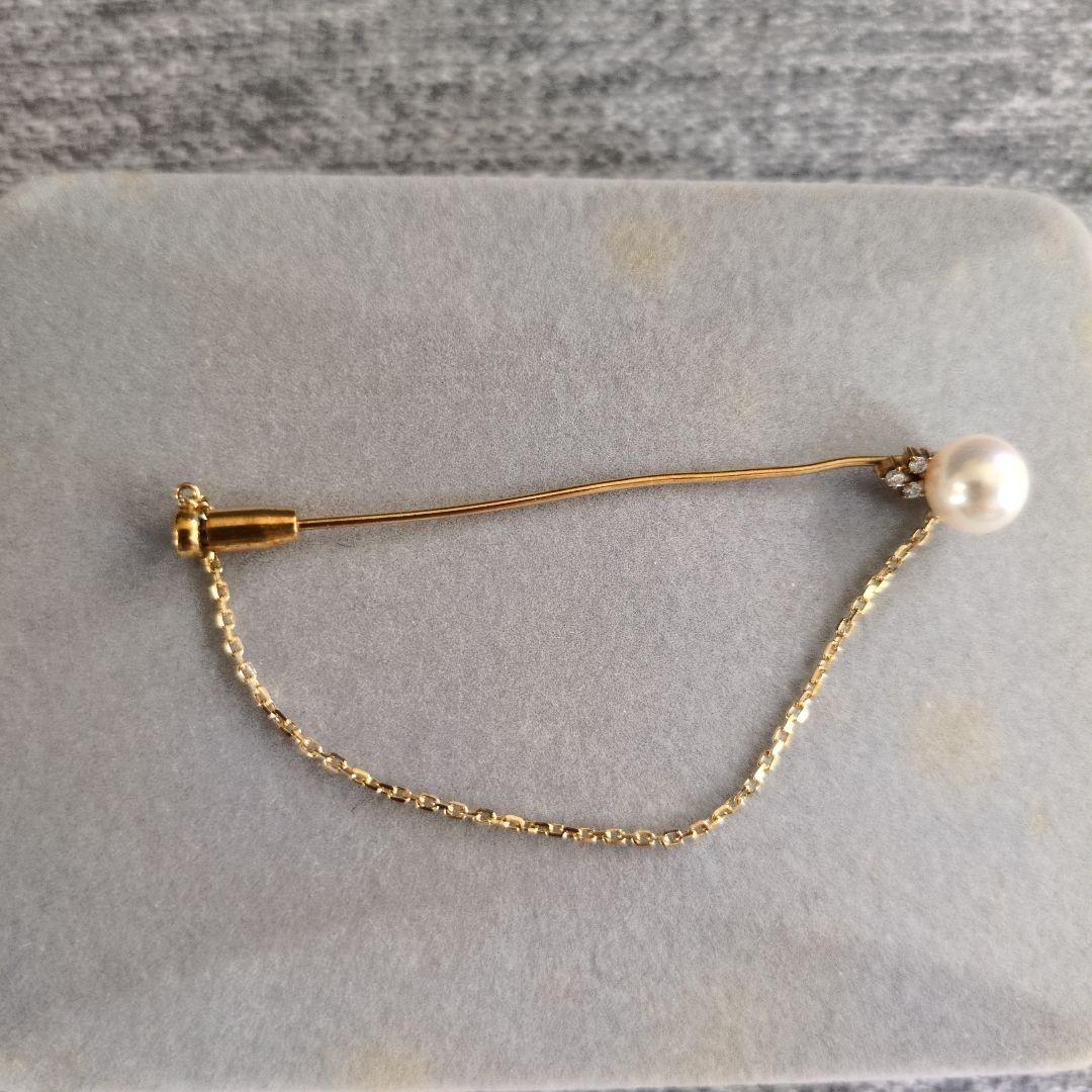 う*ん様 18K★18金×パール×ダイヤ★ピンブローチ