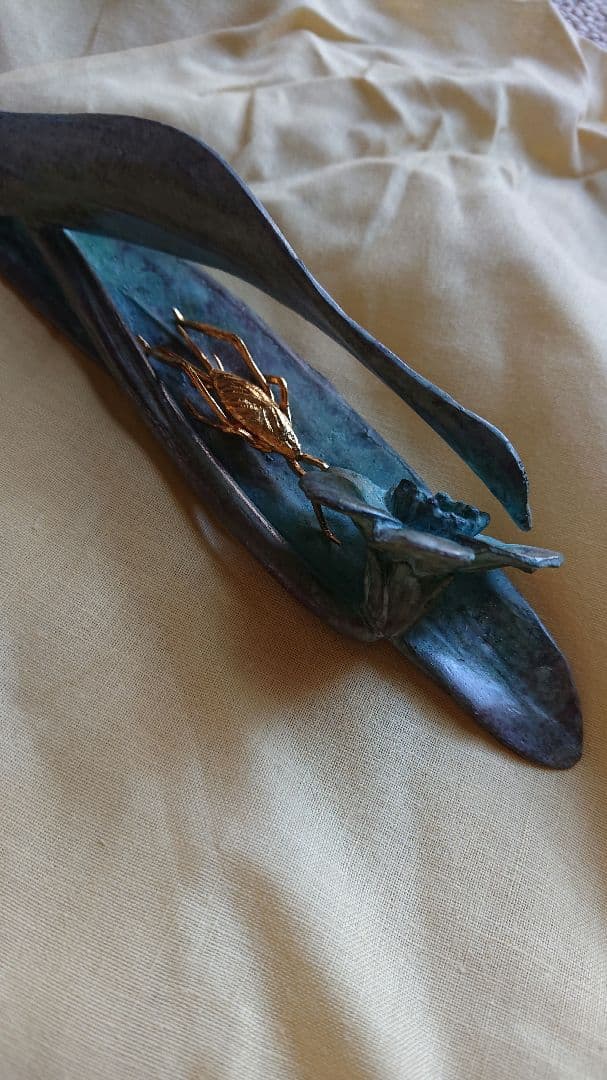 蝋型 鋳銅 文鎮 こおろぎ 雅博作 共箱入