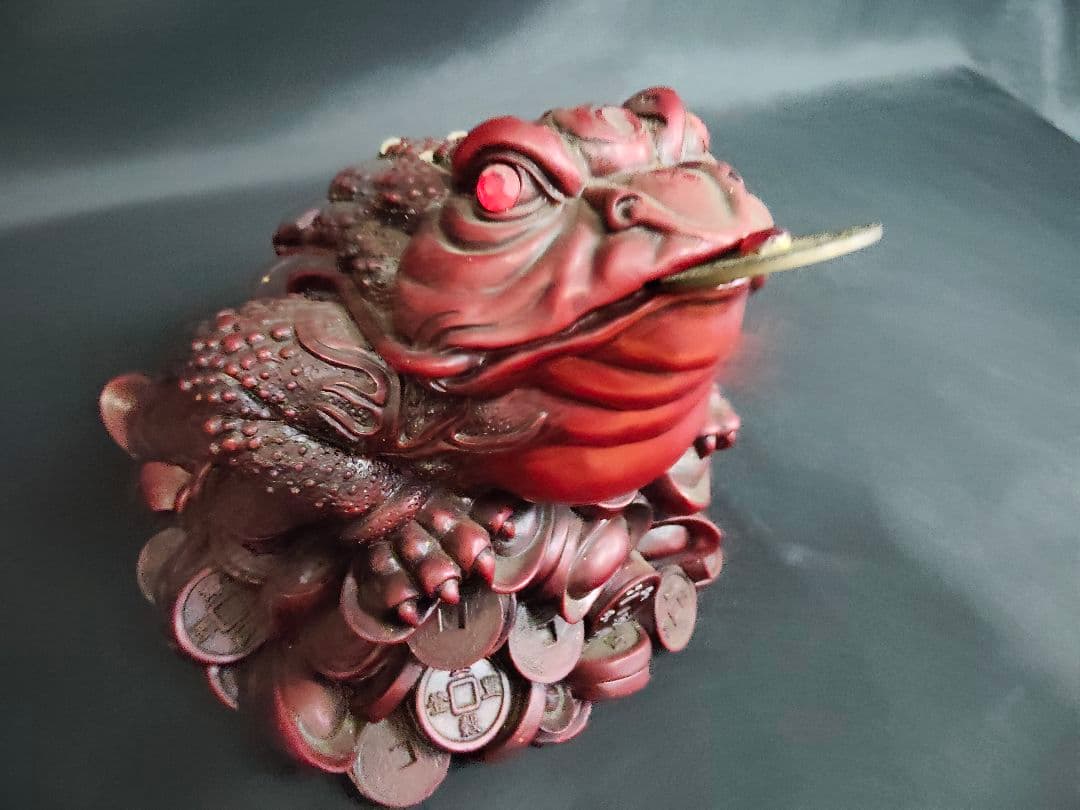 ​【特大・重量4.3kg】風水 銭蛙（ぜにがえる） 三本脚の蛙 縁起物 置物