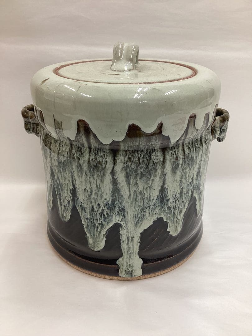 茶道具 新品 水指 耳付 朝鮮唐津 利左エ門窯 共蓋付