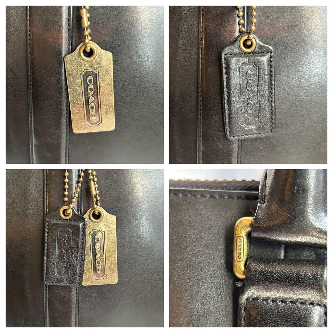 【希少】COACH コーチ ブラック 本革 薄型 ビジネスバッグ ブリーフケース