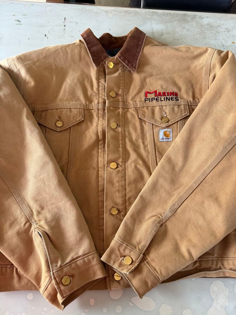 Carhartt ベージュジャケット MARINE PIPELINES